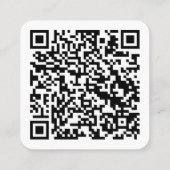 Weiß | QR Code Social Media Hallo Quadratische Visitenkarte (Rückseite)