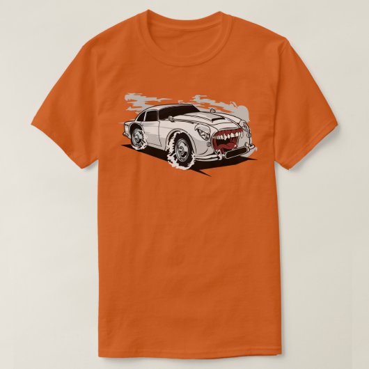 WEISS-RETRO-MONSTER-AUTO T-Shirt (Design vorne)