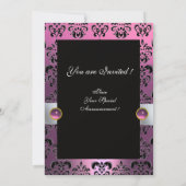 WEISS RIBBON PINK LILAC SCHWARZ-DAMASK-MONOGRAMM EINLADUNG (Rückseite)