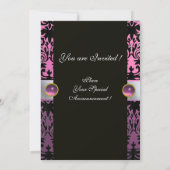 WEISS RIBBON PINK LILAC SCHWARZ-DAMASK-MONOGRAMM EINLADUNG (Rückseite)