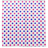 Weiß Rosa Blau Punkte Muster Duschvorhang (Vorderseite)