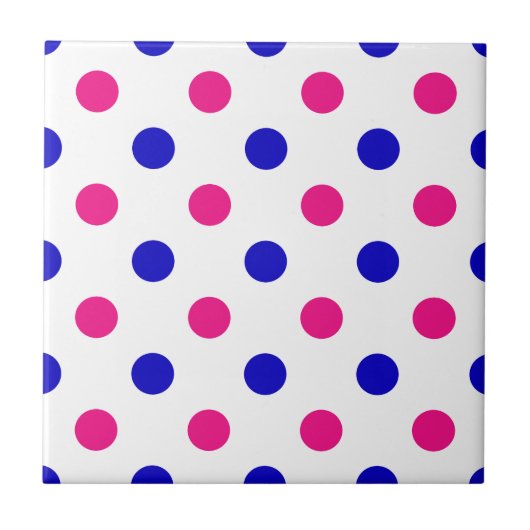 Weiß Rosa Blau Punkte Muster Fliese (Vorderseite)