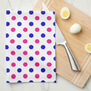 Weiß Rosa Blau Punkte Muster Geschirrtuch