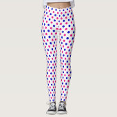 Weiß Rosa Blau Punkte Muster Leggings (Vorderseite)