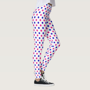 Weiß Rosa Blau Punkte Muster Leggings
