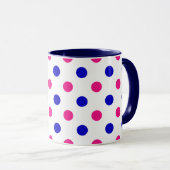 Weiß Rosa Blau Punkte-Muster Tasse (VorderseiteRechts)