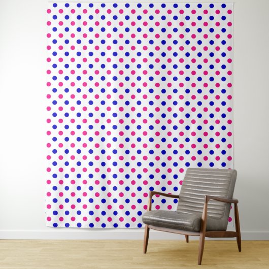 Weiß Rosa Blau Punkte Muster Wandteppich (Beispiel)