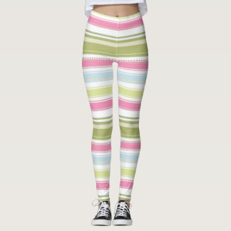 Weiß, rosa, blau und grün gestreift leggings