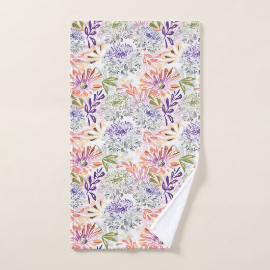 Weiß, rosa Blume Badhandtuch Set (Handtuch)