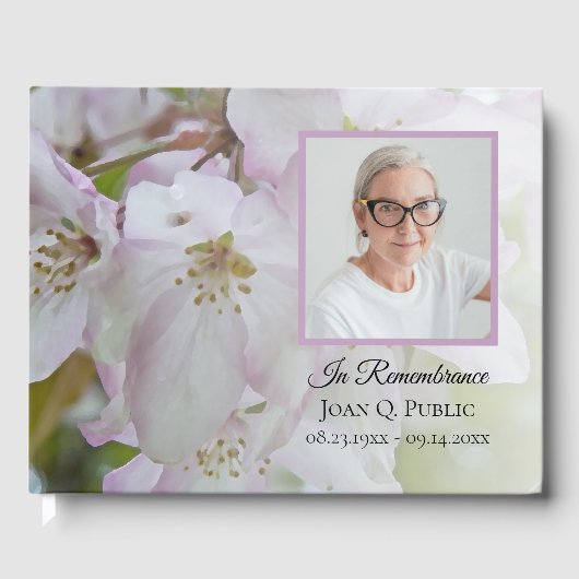 Weiß rosa Blume Feier der Lebensbeerdigung Gästebuch (Vorderseite)