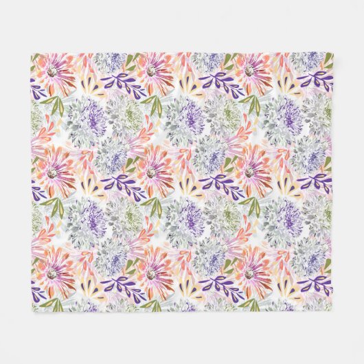 Weiß, rosa Blume Fleecedecke (Vorderseite (Horizontal))