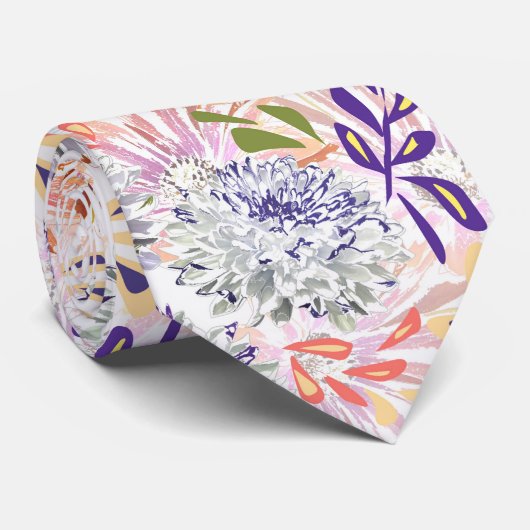 Weiß, rosa Blume Krawatte (Gerollt)