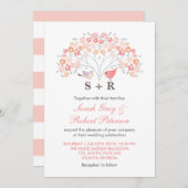 Weiß rosa Blume Liebesvögel Hochzeit Einladung (Vorne/Hinten)