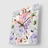 Weiß, rosa Blume Quadratische Wanduhr (Winkel)