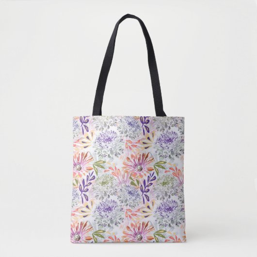 Weiß, rosa Blume Tasche (Vorderseite)