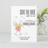 Weiß rosa, elegant, modern Save the Date Wedding I Einladung (Stehend Vorderseite)