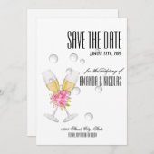 Weiß rosa, elegant, modern Save the Date Wedding I Einladung (Vorne/Hinten)