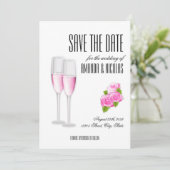 Weiß rosa, elegant, modern Save the Date Wedding I Einladung (Stehend Vorderseite)