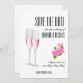 Weiß rosa, elegant, modern Save the Date Wedding I Einladung (Vorne/Hinten)