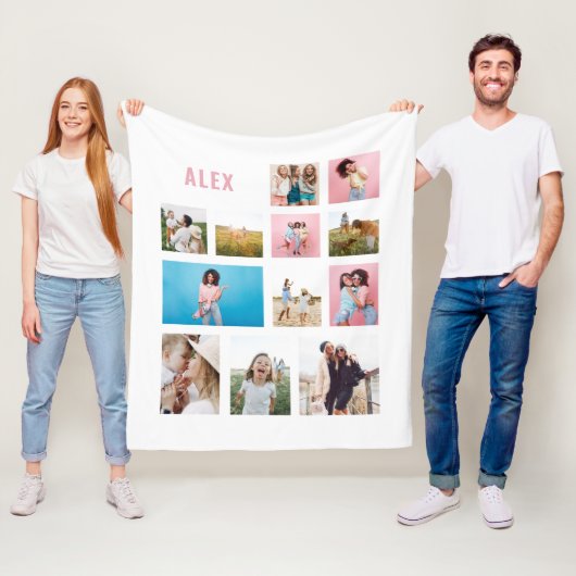 Weiß-rosa Freunde 12 Foto modern minimalistisch Fleecedecke (Beispiel)