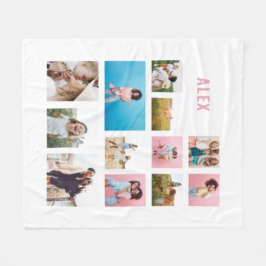 Weiß-rosa Freunde 12 Foto modern minimalistisch Fleecedecke (Vorderseite (Horizontal))