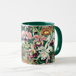 Weiß Rosa Gelb Grün Orchideenmuster Tasse