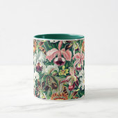 Weiß rosa Gelbgrün-Orchideenmuster Tasse (Zentrum)