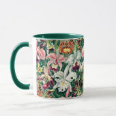 Weiß rosa Gelbgrün-Orchideenmuster Tasse (Links)