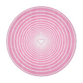 Weiß rosa gestreiftes Schneidbrett mit Herz Schneidebrett (Vorderseite)