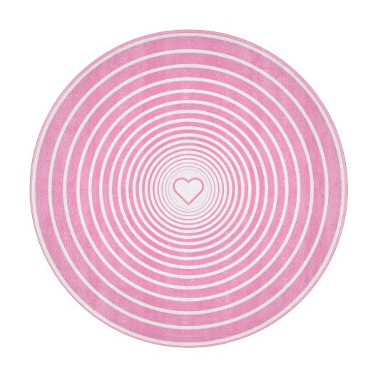 Weiß rosa gestreiftes Schneidbrett mit Herz Schneidebrett (Vorderseite)