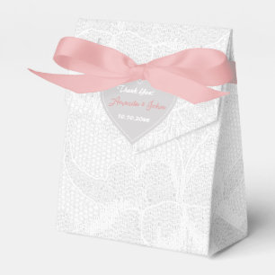 Weiß Rosa Graue Spitze Hochzeitsgunst Dankeschön Geschenkschachtel