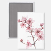 Weiß rosa Kirschblossom Bläserblüte Magnet (Vorderseite/Rückseite)