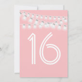 Weiß rosa Mason Jar String Lights Sweet 16 Einladung (Rückseite)