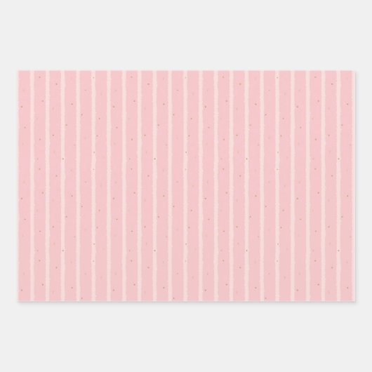 Weiß rosa mit goldrosa blauen Punkten rosa Herzen Geschenkpapier Set (Vorderseite 3)