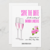 Weiß rosa, moderne Save the Date Hochzeit Einladung (Vorne/Hinten)
