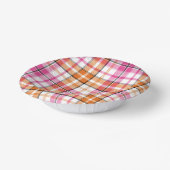 Weiß Rosa Orange Kariert Tartan Design  Pappteller (Gewinkelt)