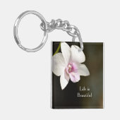 Weiß rosa Orchid Blume Kauai, Hawaii Schlüsselanhänger (Vorderseite links)