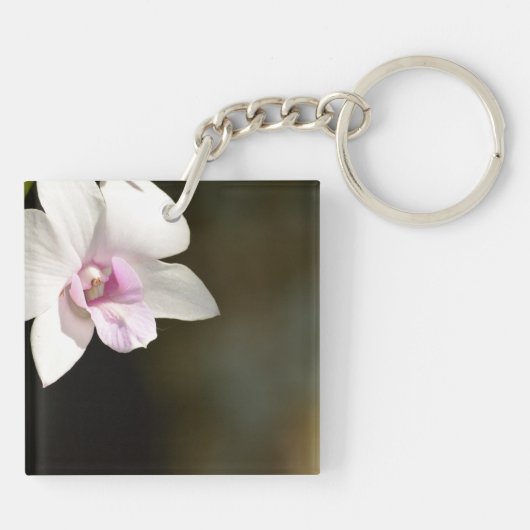 Weiß rosa Orchid Blume Kauai, Hawaii Schlüsselanhänger (Rückseite)