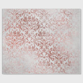 Weiß rosa Rose Gold floraler Grungy Metallic Grau Geschenkpapier (Flach)