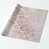 Weiß rosa Rose Gold floraler Grungy Metallic Grau Geschenkpapier (Ungerollt)