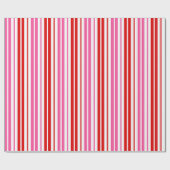 Weiß Rosa Rot Vertikale Streifen Design   Geschenkpapier (Flach)