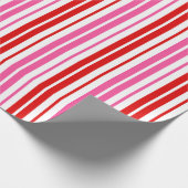 Weiß Rosa Rot Vertikale Streifen Design   Geschenkpapier (Ecke)