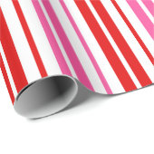 Weiß Rosa Rot Vertikale Streifen Design   Geschenkpapier (Rolleneckpunkt)