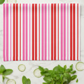 Weiß Rosa Rot Vertikale Streifen Design   Geschirrtuch (Gefaltet)