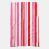 Weiß Rosa Rot Vertikale Streifen Design   Geschirrtuch (Vertikal)