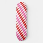 Weiß Rosa Rot Vertikale Streifen Design   Skateboard (Vorderseite)