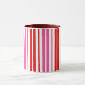 Weiß Rosa Rot Vertikale Streifen Design   Tasse (Zentrum)