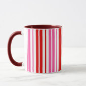 Weiß Rosa Rot Vertikale Streifen Design   Tasse (Links)