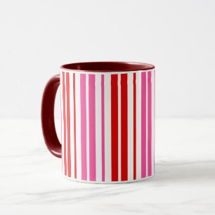 Weiß Rosa Rot Vertikale Streifen Design Tasse