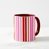 Weiß Rosa Rot Vertikale Streifen Design   Tasse (VorderseiteRechts)
